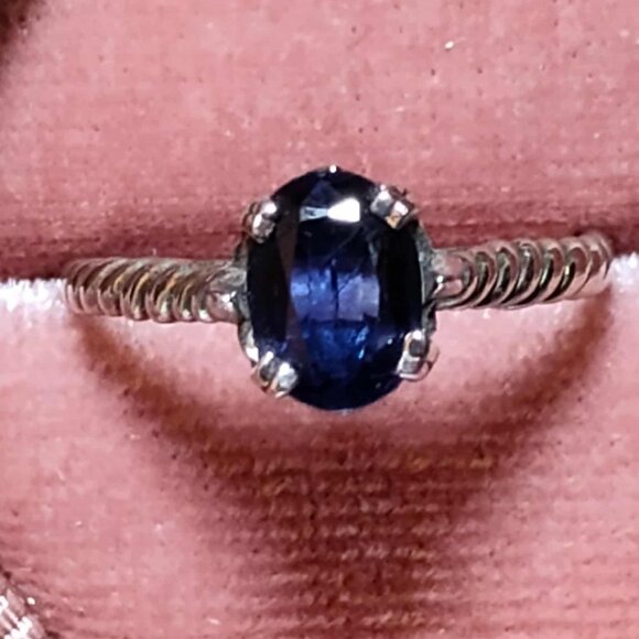 1.00CT Oval Kyanite Rhodium over .925 Sterling Silver solitaire ring size 7 - Picture 1 of 7